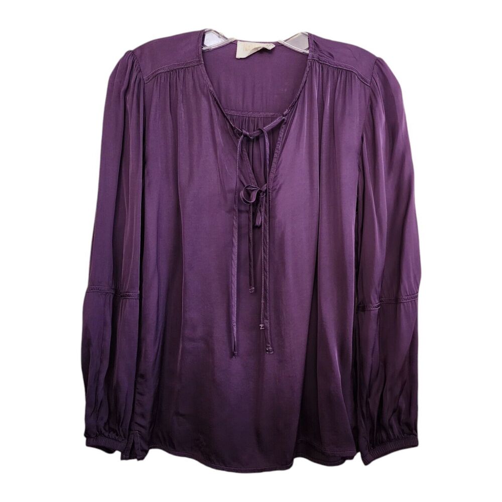 Nation LTD Split Neck Blouse | Purple | Size XS Oversized Viscose Satin Bohemian